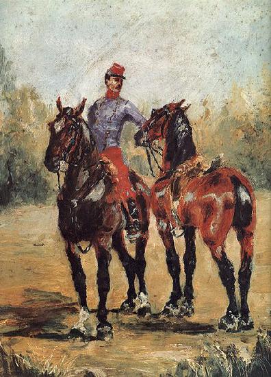 Henri de toulouse-lautrec Reitknecht mit zwei Pferden